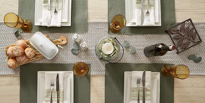 DII Woven Basic Tabletop Collection Chevron Table Runner - Image 5