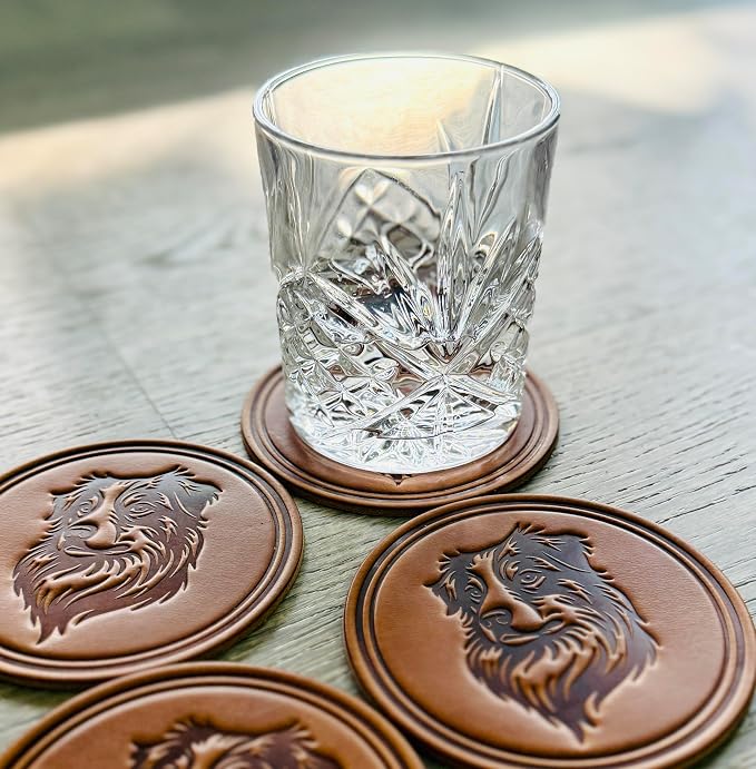 Dog Breed Leather Coasters – Premium Full Grain Table Protectors - Image 4