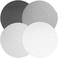 Kochorie Set of 4 Round Woven Cotton Placemats, 13 Inch Boho Table Mats for Kitchen and Dining Table, Farmhouse Heat Resistant Washable Trivets, Fall Thanksgiving Christmas Décor (Mixed Gray)