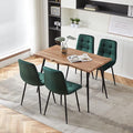 Rectangular Dining Table Set with Upholstered Chairs - Modern Kitchen Table and Chairs Set of 4 for Small Spaces - Green