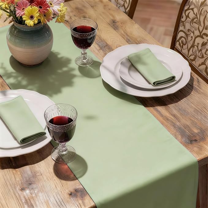 MEANMOY Sage Green Table Runner 36 Inches Long Waterproof Table Runners | - Image 6