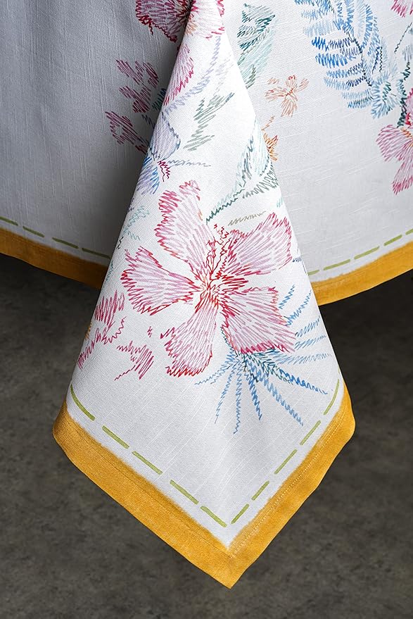 Maison d' Hermine Table Cloth Rectangle Table 100% Cotton 70 x 90 Inches Tablecloth Reusable Decorative for Dining Room Farmhouse Home Valentines Day Decorations Spring Summer - Paradise Island