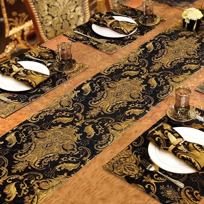 Loom and Mill Luxury Vintage Chenille Table Runner 108 Inches Long, 13x108 inch - Image 3