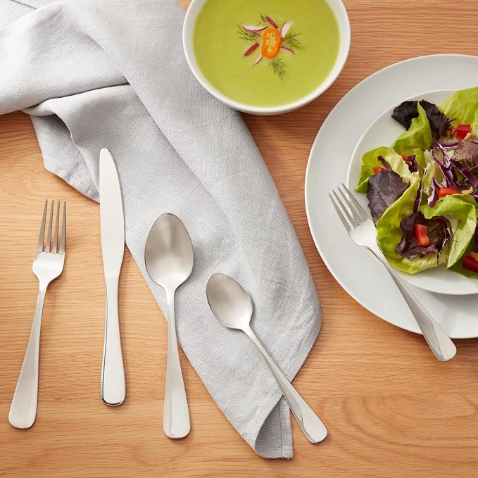 Amazon Basics Silverware Set, Stainless Steel Flatware, Dishwasher Safe - Image 8