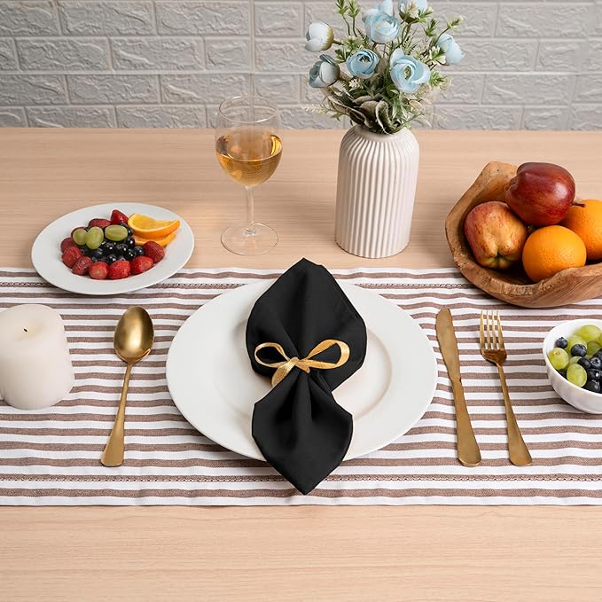 Blue Needles Solid Cloth Napkins Set of 6 Black 100% Cotton Dinner Napkins 18x18 inches - Soft, Reusable, Absorbent & Washable Linen, Ideal for Christmas Events, Parties & Everyday Use