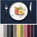 Blue Forest Placemats Set of 6, Dual-Layered Thickened Faux Linen Cloth Place Mats Heat Resistant Machine Washable Wrinkle Free Table Mats Indoor/Outdoor (Navy Blue)