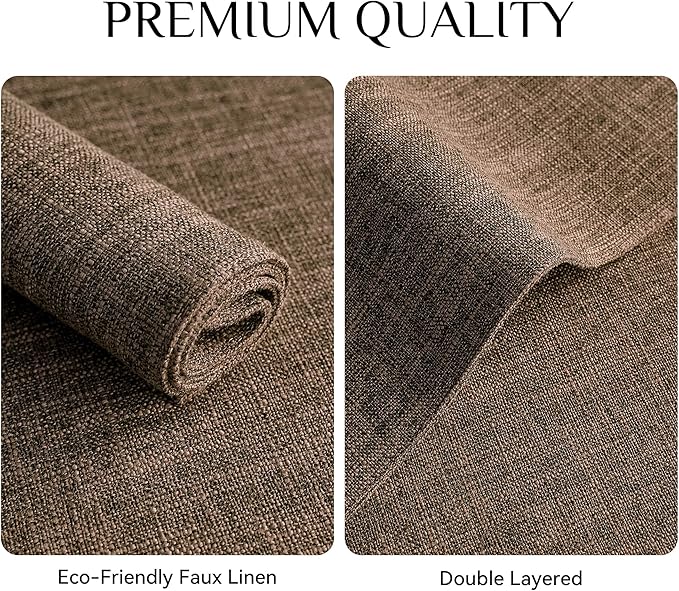 Softalker Faux Linen Placemats Set of 12-12 x 18 Inch, Heat Resistant Double Layered Durable Burlap Farmhouse Place Mats, Non-Slip Washable Rustic Table Mats for Dining, Kitchen, Party（Brown