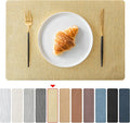 Jovono Faux Leather Placemats Set of 6, Waterproof Washable Table Mats, Easy-Clean Heat Resistant Kitchen Vinyl Place Mat for Dining Table, Wedding, Holidays, Indoor, 17.8"x11.8", Gold