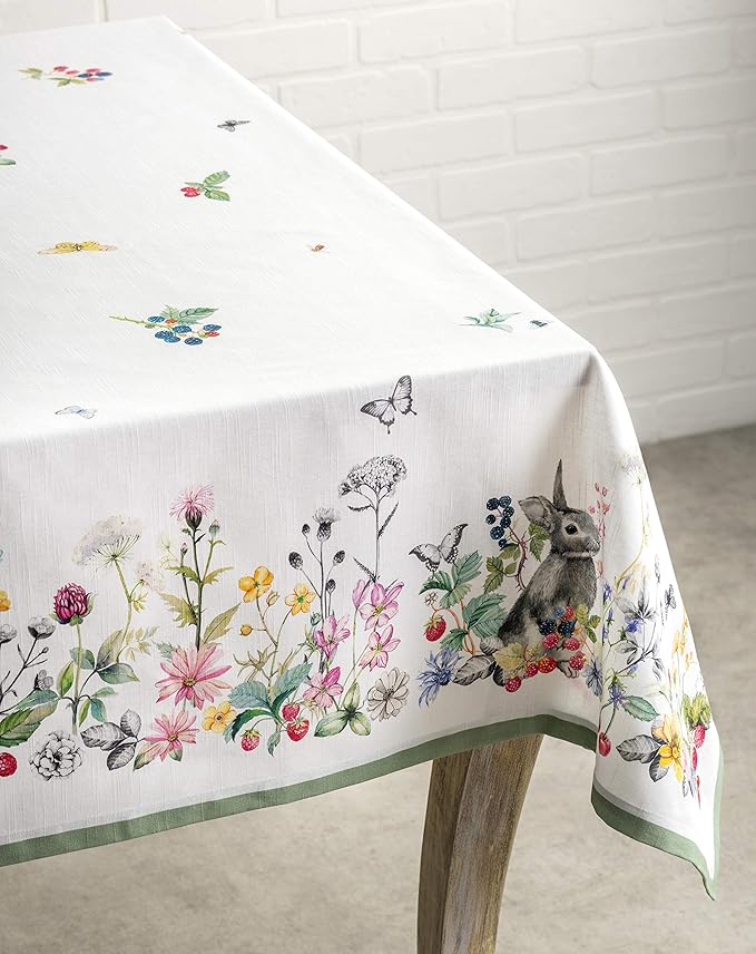 Maison d' Hermine Table Cloth Rectangle Table 100% Cotton 70 x 120 Inches Tablecloth Reusable Decorative for Dining Room Farmhouse Home Valentines Day Decorations Spring Summer - Printemps