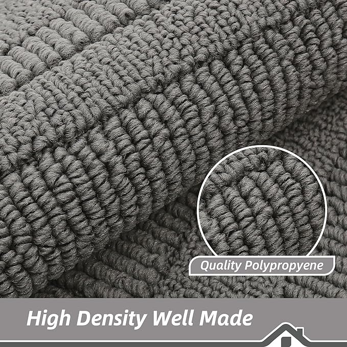 BEQHAUSE 24x36 Inch Kitchen Rug Mat Durable Kitchen Rugs Non-Slip Washable Absorbent Kitchen Mats for Floor Dirt-Resistant Semicircular Kitchen Mat (Grey)