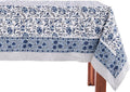 ATOSII Jodhpur Blue 100% Cotton Rectangle Tablecloth, Handblock Floral Linen Table Cloth for Kitchen Dining Table I Parties Wedding Outdoors Holidays I Home Decor 72 X 108 Inches