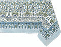 ATOSII Nargis Blue 100% Cotton Rectangle Summer Tablecloth, Indian Block Print Floral Table Cloth I Dining Parties Weddings Outdoors Holidays 60 X 90 Inches 6 Seater I Grandmillennial Farmhouse Boho
