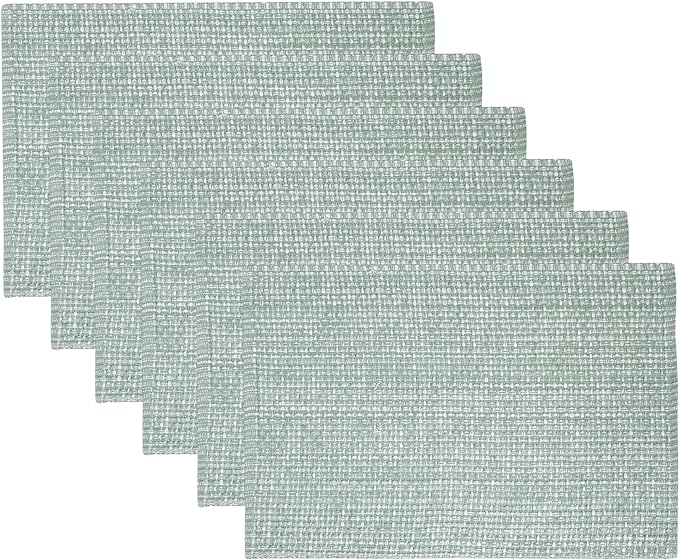 Sweet Home Collection 100% Cotton Placemats for Dining Room Rectangle Two Tone Woven Fabric 13" x 19" Soft Durable Table Mat Set, Set of 6, Pale Green