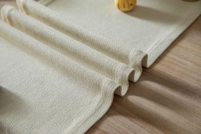 Burlap Style Farmhouse Table Runner, 14x60 Inches Cream | Thick Durable Fabric - Image 6
