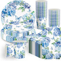 100pcs Hydrangea Party Supplies Paper Plates Napkins Cups | Hydrangea Floral by XIENBLOC