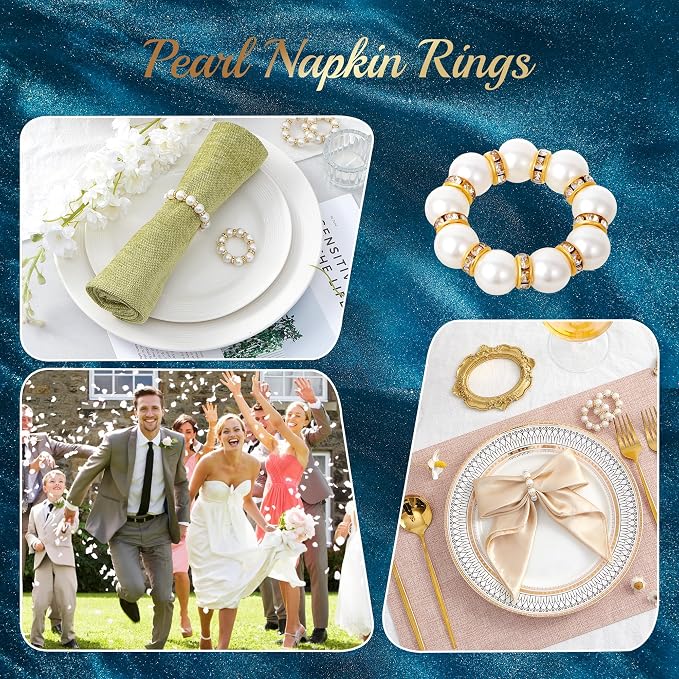 APTWOW 50Pcs Pearl Gold Napkin Rings - Image 6