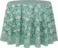 ATOSII Meadow Green 100% Cotton Summer Round Tablecloth, Block Print Table Cloth for Dining, Weddings, Outdoors, Parties I Grand Millenial Farmhouse Coastal Boho Home Decor 72" Inches 4 Seater