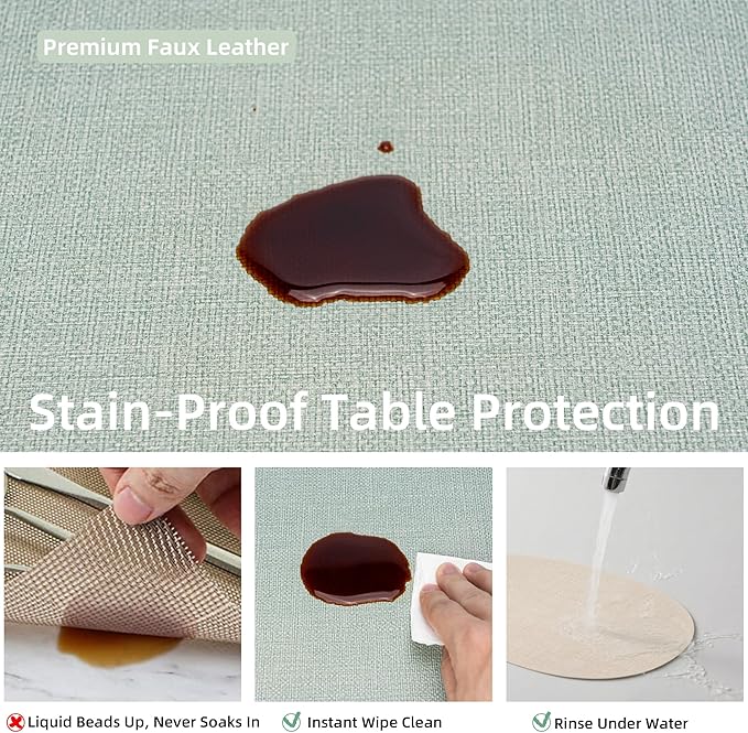 Oval Placemats for Dining Table Set of 2, Washable Leather Table Mats, Waterproof Heat-Resistant Non-Slip Kitchen Placemats, Simple Style Oval Design