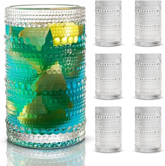 Hobnail Drinking Glasses, Vintage Glassware Set of 6, Vintage Drinking Glasses by BULK+PARADISE