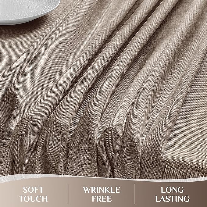 Softalker Extra Lang Table Cloth for 6/8 Foot Rectangle Table 60x120 inch Faux Linen Tablecloth Outdoor Waterproof and Stain Resistant Brown Table Cover for Party Picnic Decor Farmhouse Tabletop