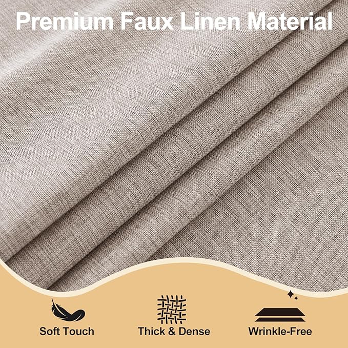 JIUZHEN Round Table Cloth Faux Linen Farmhouse Tablecloth Wrinkle and Stain Resistant Decorative Fabric Table Cover for Kitchen, Dining Room, Parties and Camping, Stone, 60 Inch Round