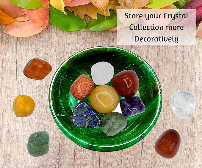 Dark Green Aventurine Crystal Bowl - 3 Inch Decorative Bowls for Room and Home Decor - Gemstone Healing Crystals for Elegant Display, Positive Energy Balance and Gift