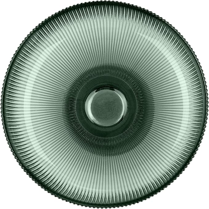 Navaris Glass Fruit Bowl - Decorative Fluted Colored Table Centerpiece Dish - 10.2" Diameter Green Tinted Bowl for Snacks and Candy
