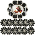 Washable Waterproof Diamond Circle Placemats for Round Tablescape Decor for Dinner and Kitchen Bling Placemats for Weddings & Special Events (Black)-12PCS