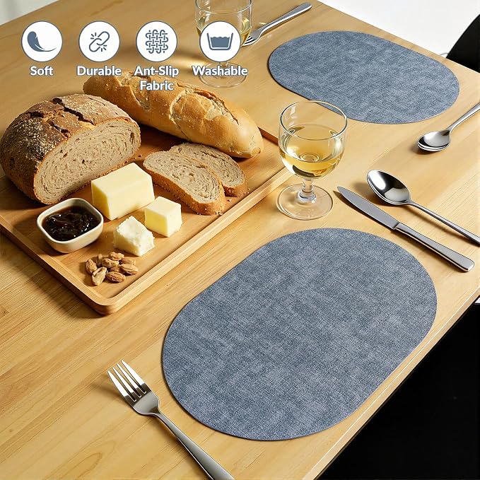 Placemats Set of 4, 11.8 x 17 Inch, Waterproof Wipeable Reversible PU Placemat - Image 6