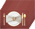 Red Vinyl Placemats Set of 8, Heat Resistant Table Placemats | 18x12 inch place by Uolr