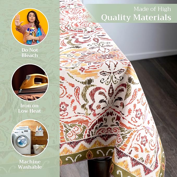 Maison d' Hermine Table Cloth Square Table 100% Cotton 54 x 54 Inches Fall Tablecloth Reusable Everyday Use for Thanksgiving Christmas Decorations Dining Farmhouse Party (Damask)