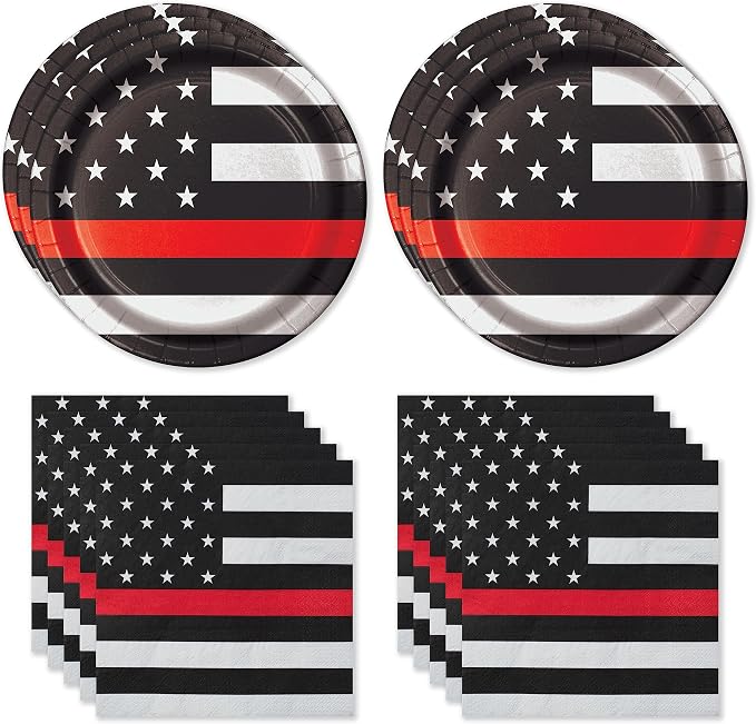 Firefighter EMT Party Set-16 Plates & Napkins-Thin Red Line-Havercamp | by Havercamp