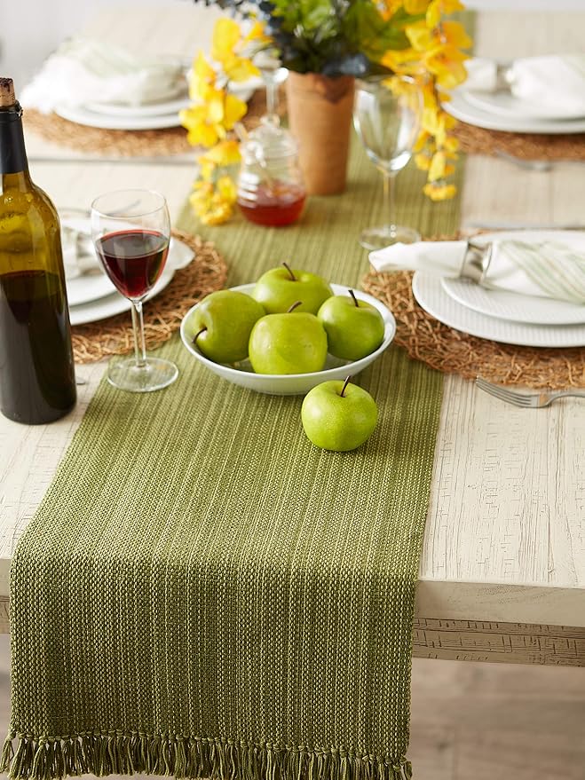 DII Variegated Tabletop Collection, Table Runner3x72, Olive Green - Image 4