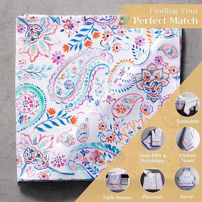Maison d' Hermine Cloth Napkins Set of 4 100% Cotton Everyday Reusable Square Napkins Cloth Washable Dinner Party Wedding Restaurant Valentines Day Decorations Spring/Summer (Indian Floral, 20" x 20")