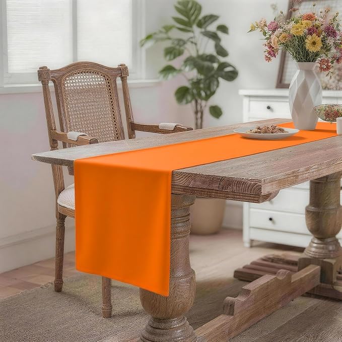 MEANMOY Orange Table Runner 48 Inches Long Waterproof Table Runners | Washable - Image 2