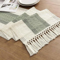 EMMTEEY Boho Table Runner with Tassels 72 Inches Long, Sage Green | Handmade by EMMTEEY