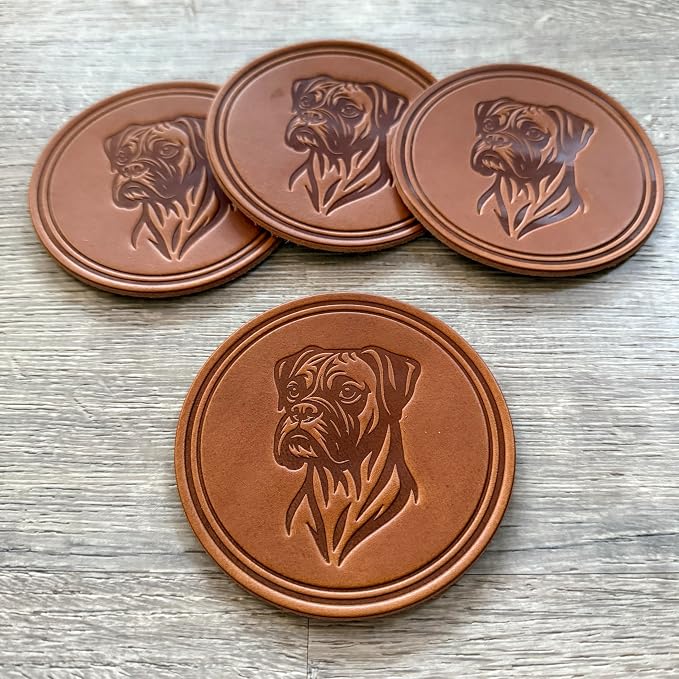 Dog Breed Leather Coasters – Premium Full Grain Table Protectors - Image 4