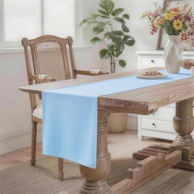 MEANMOY Baby Blue Table Runner 60 Inches Long Waterproof Table Runners | - Image 2