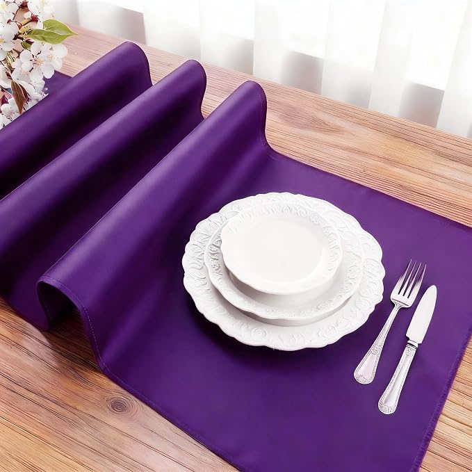 FOLINS&HOME Purple Waterproof Decorative Table Runner 72 Inches Long | 210GSM - Image 3
