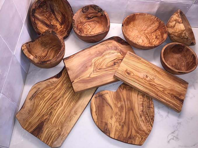 6 Pc 12"/14" Long Handle Olive Wood Utensil Set- by Orchard Hardwoods- Elegant - Image 2