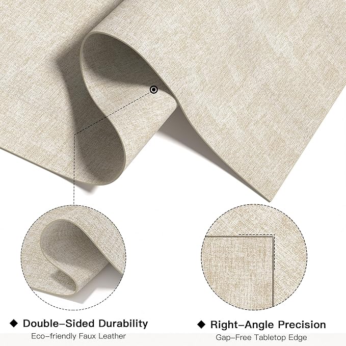 DOLOPL Placemats Set of 8, Reversible Wipeable & Heat Resistant Place Mats, Modern Faux Leather Table Mats for Kitchen, Neutral Waterproof Tablemats for Dining Table Decor, Wedding, Party(Beige)