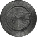 Charger Plates, 100pcs Black 13inch Plastic Dinner Plate, Round Plastic Dinner Plate with Delicate Texture for Parties Wedding (Black)