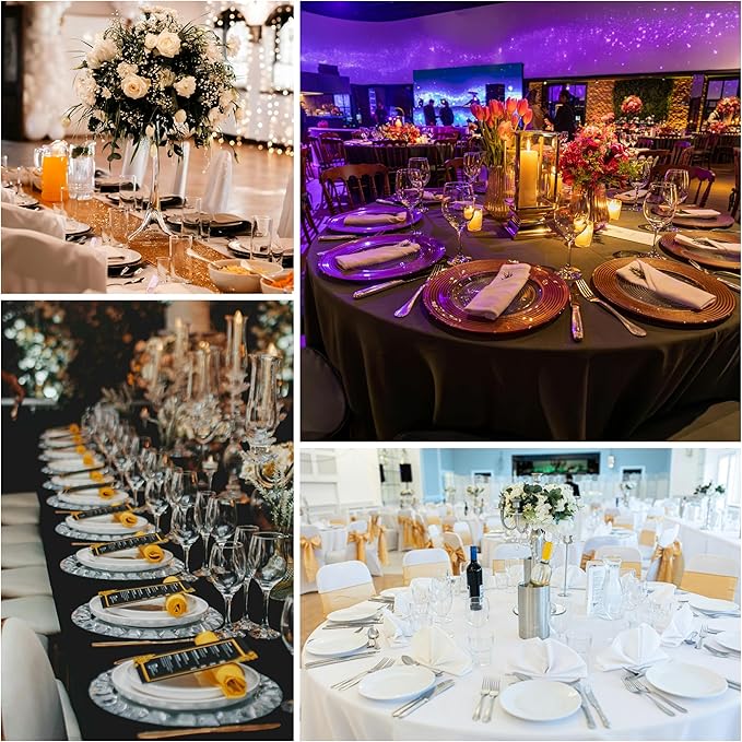 10-Pack 60x120 inch Black Table Cloths, Solid Stain and Wrinkle Resistant Oblong Tablecloth, Premium Plain Weave Polyester Fabric Rectangle Table Linen Covers for Hotel, Wedding