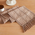 Macrame Style Boho Table Runner, 12x72 Inch Taupe | Woven Boho Table Runner by ZEEMARTONLINE