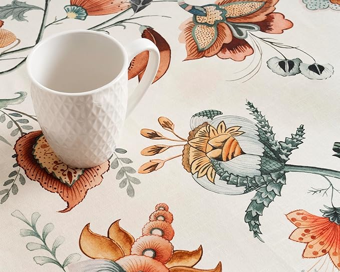 Maison d' Hermine Table Cloth Square Table 100% Cotton 54 x 54 Inches Fall Tablecloth Reusable Everyday Use for Thanksgiving Christmas Decorations Dining Farmhouse Party (Dalida)