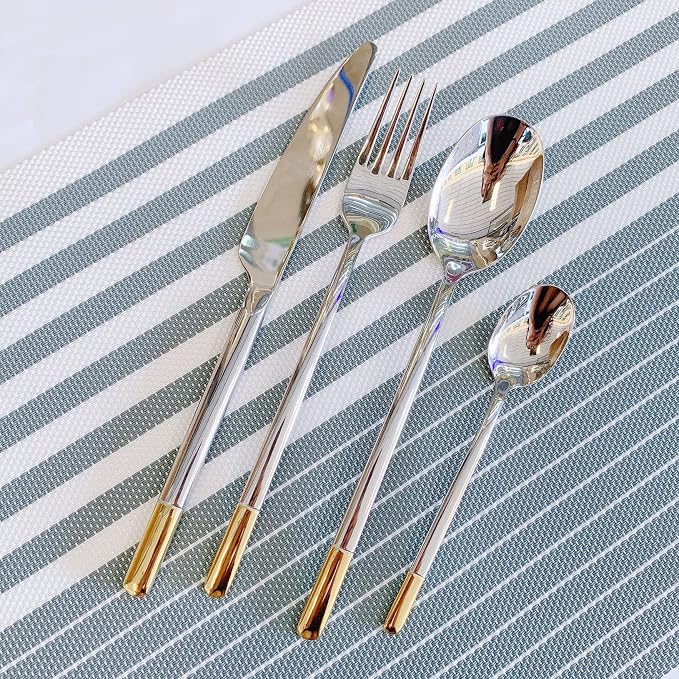 Silverware Set Service for 6, IKXO 24-Piece Modern Stainless Steel Flatware by IKXOLifeswhispersweresonate