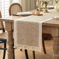 Coffee Scroll Linen Table Runner by UWWGKK