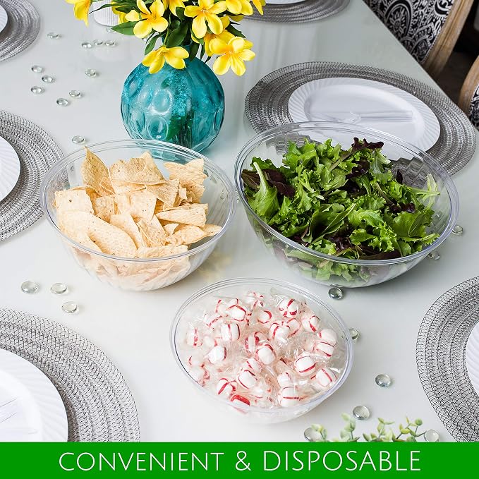 PLASTICPRO Disposable 48 Ounce Round Crystal Clear Bowls - Image 5