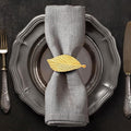Decozen Set of 12 Gold Napkin Rings in Leaf Design, Festive, Table Decor Setting for Holiday, Wedding, Birthday, Kitchen, Home Decor, Housewarming Gift - Mothers Day Decorations