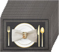 Black Gold Vinyl Placemats Set of 12, Heat Resistant Table Placemats | 18x12 by Uolr